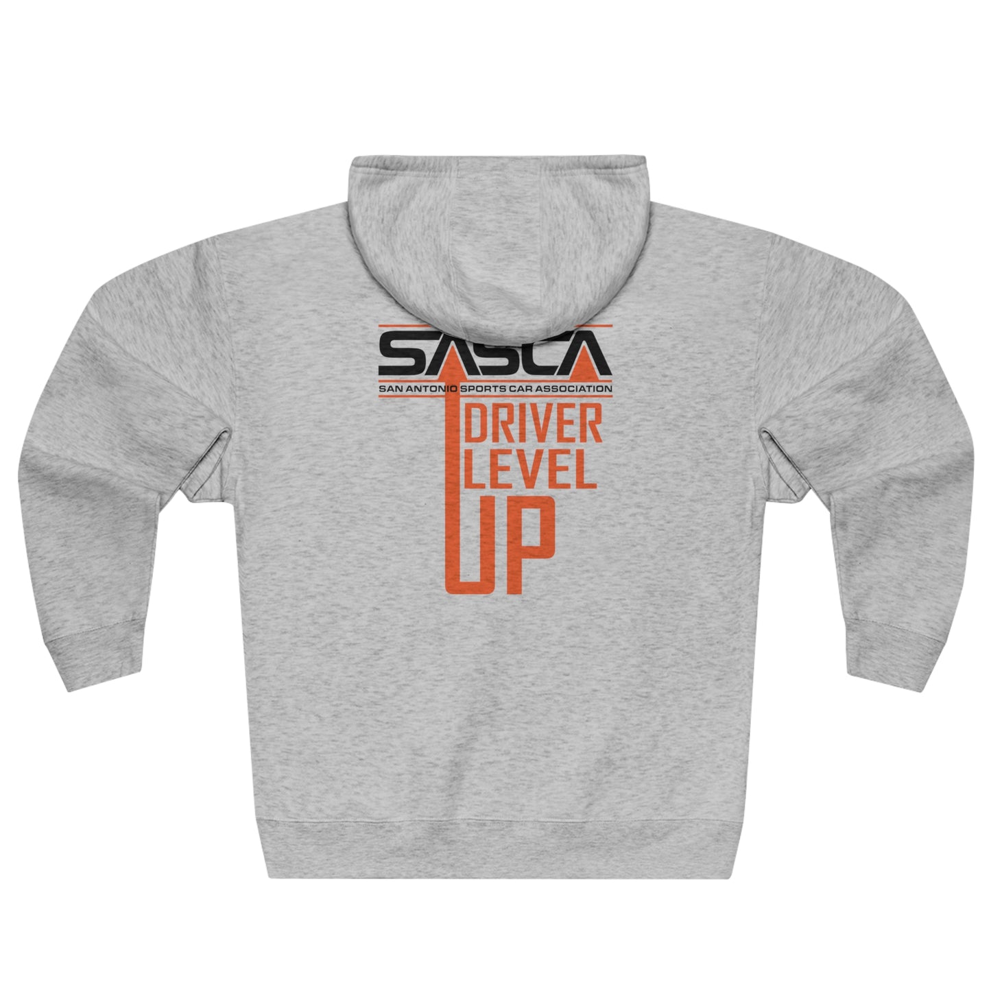 Unisex Premium Full Zip Hoodie - Light - Back Driver Level Up SASCA Logo