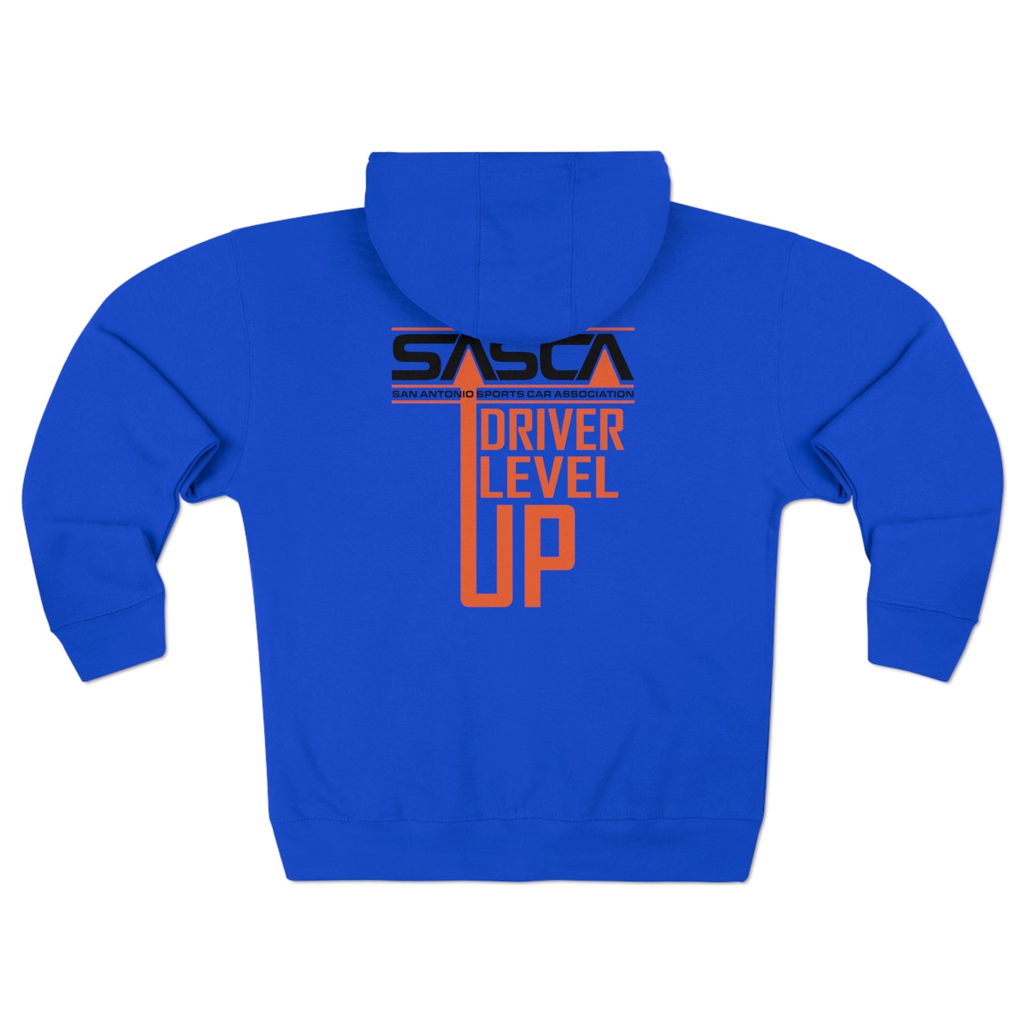 Unisex Premium Full Zip Hoodie - Light - Back Driver Level Up SASCA Logo